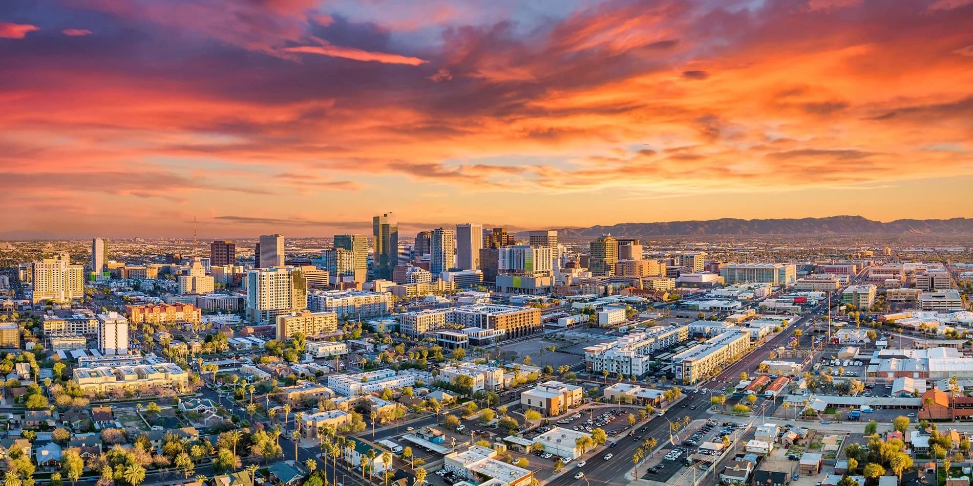 Phoenix cityscape at sunset