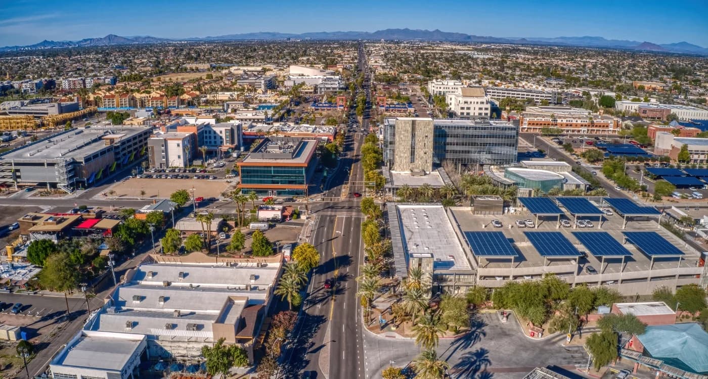 Chandler cityscape from an aerial drone view